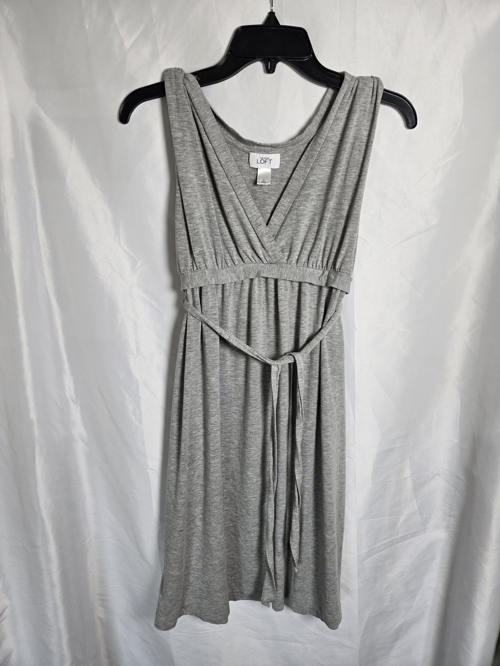 LOFT Light Gray Sleeveless V-Neck Wrap-Style Mini Dress - Picture 1 of 4
